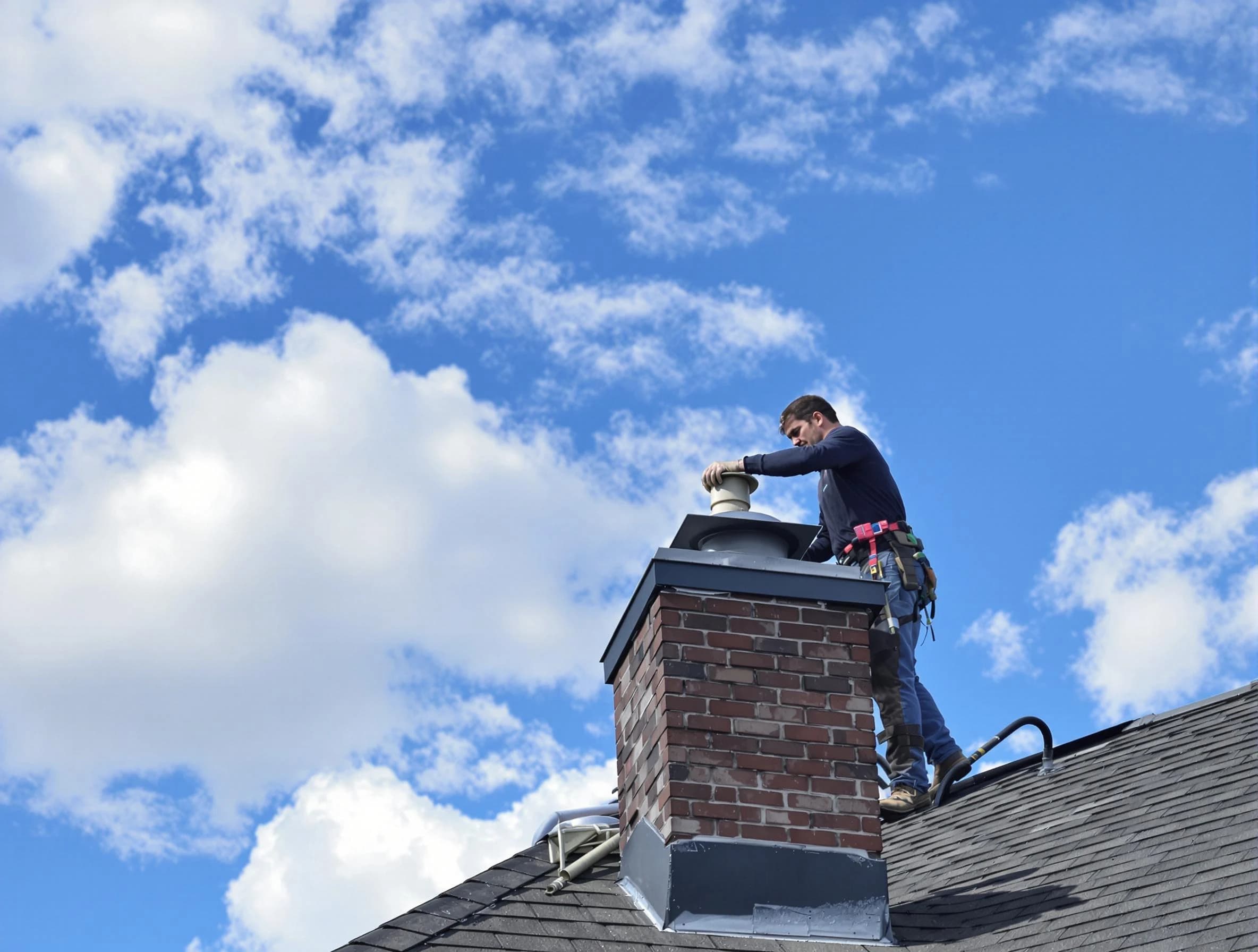 Blanchard Chimney Sweep installing a sturdy chimney cap in Blanchard, OK
