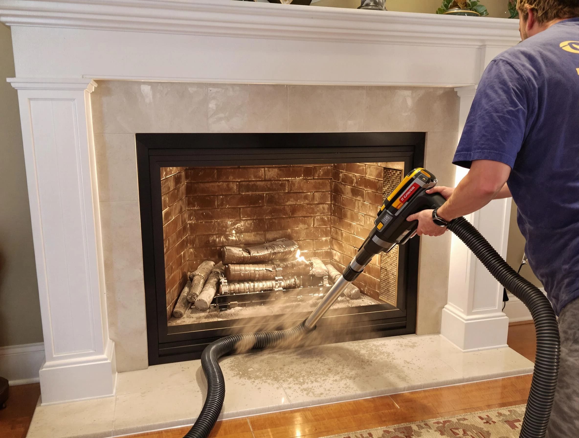 Fireplace cleaning performed by Blanchard Chimney Sweep in Blanchard, OK