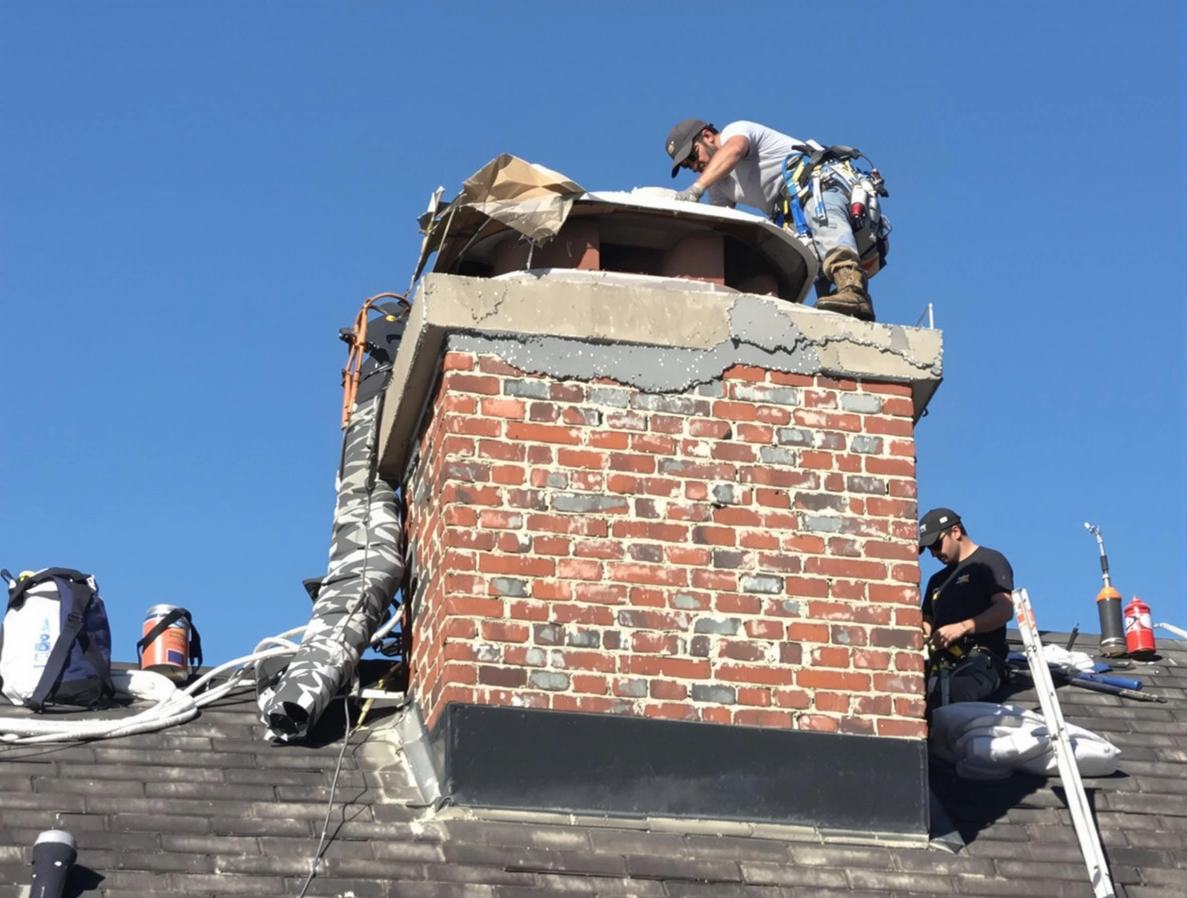 Blanchard Chimney Sweep installing a custom chimney crown in Blanchard, OK