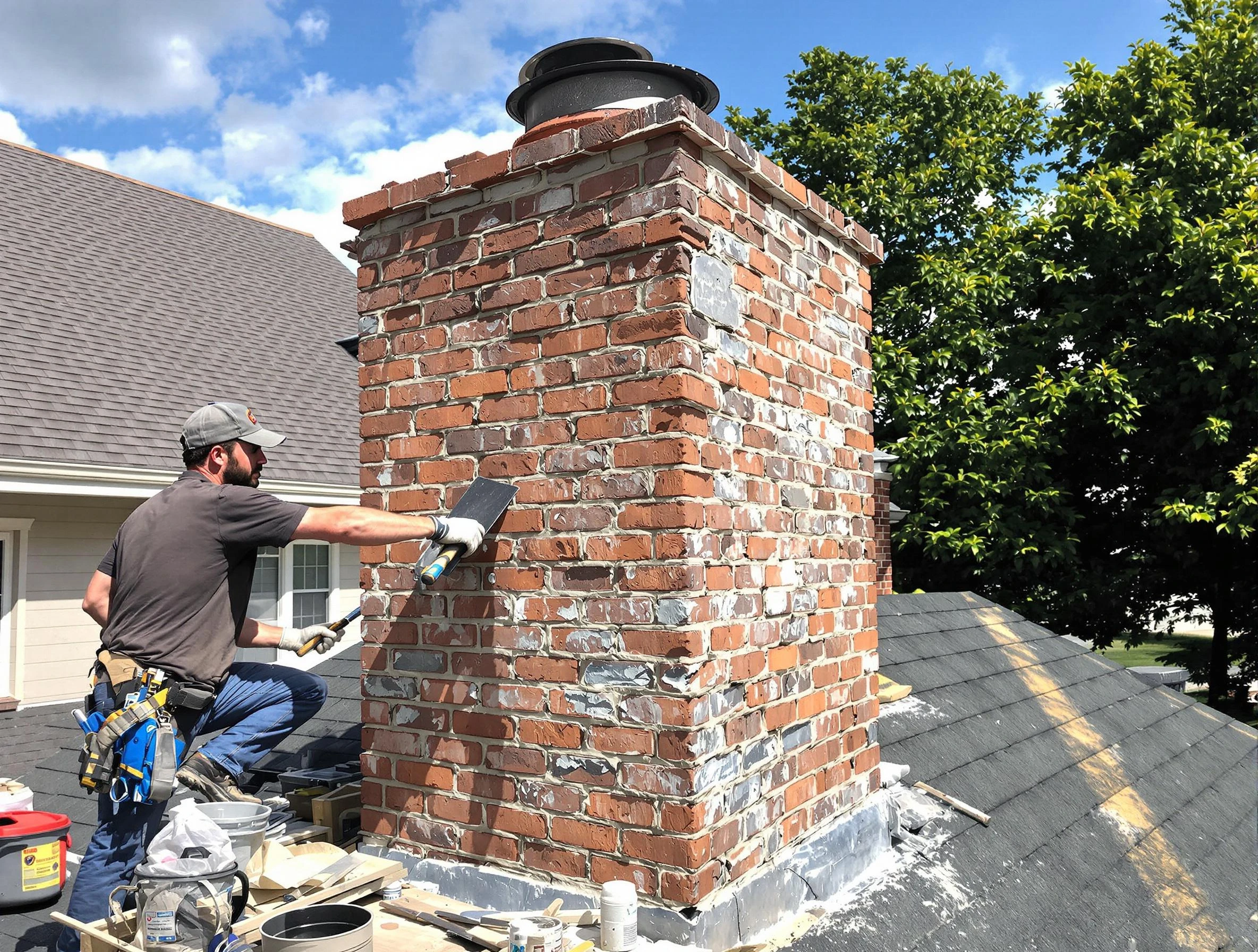 Completed chimney rebuild by Blanchard Chimney Sweep in Blanchard, OK