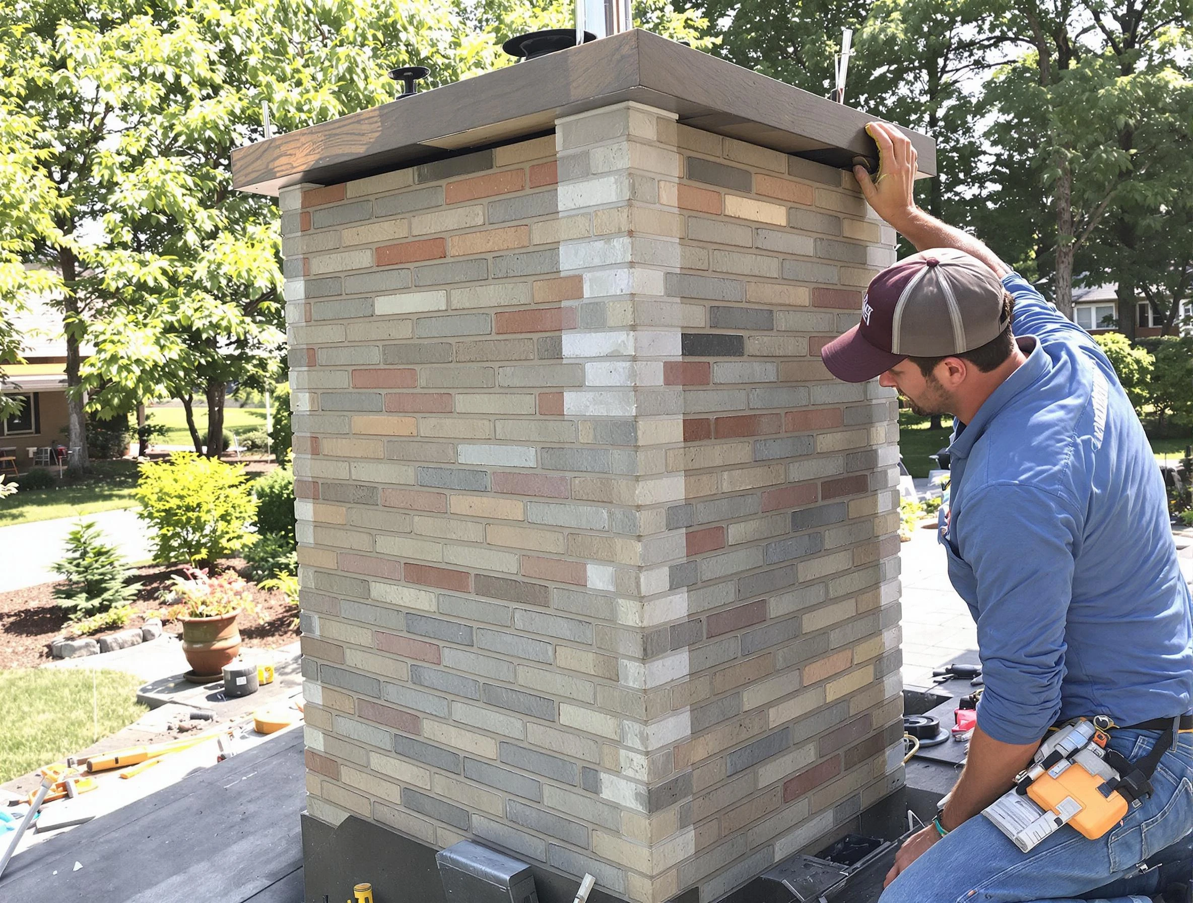 Blanchard Chimney Sweep completing a modern chimney remodel in Blanchard, OK