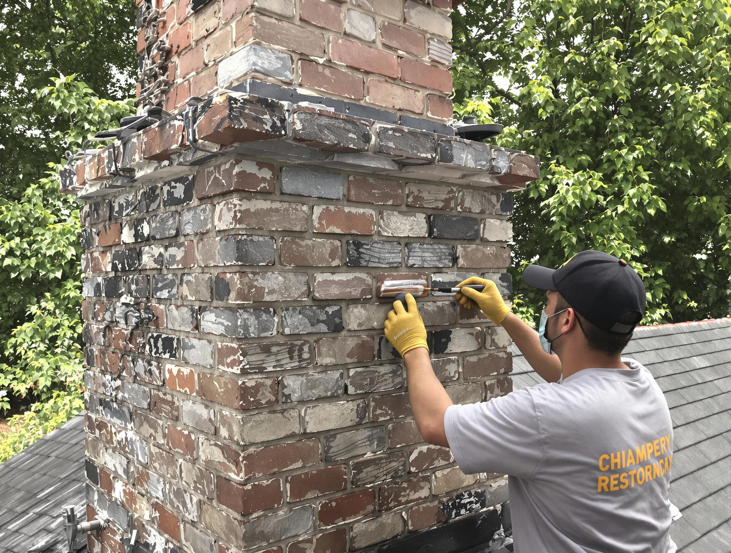 In-progress chimney restoration by Blanchard Chimney Sweep in Blanchard, OK