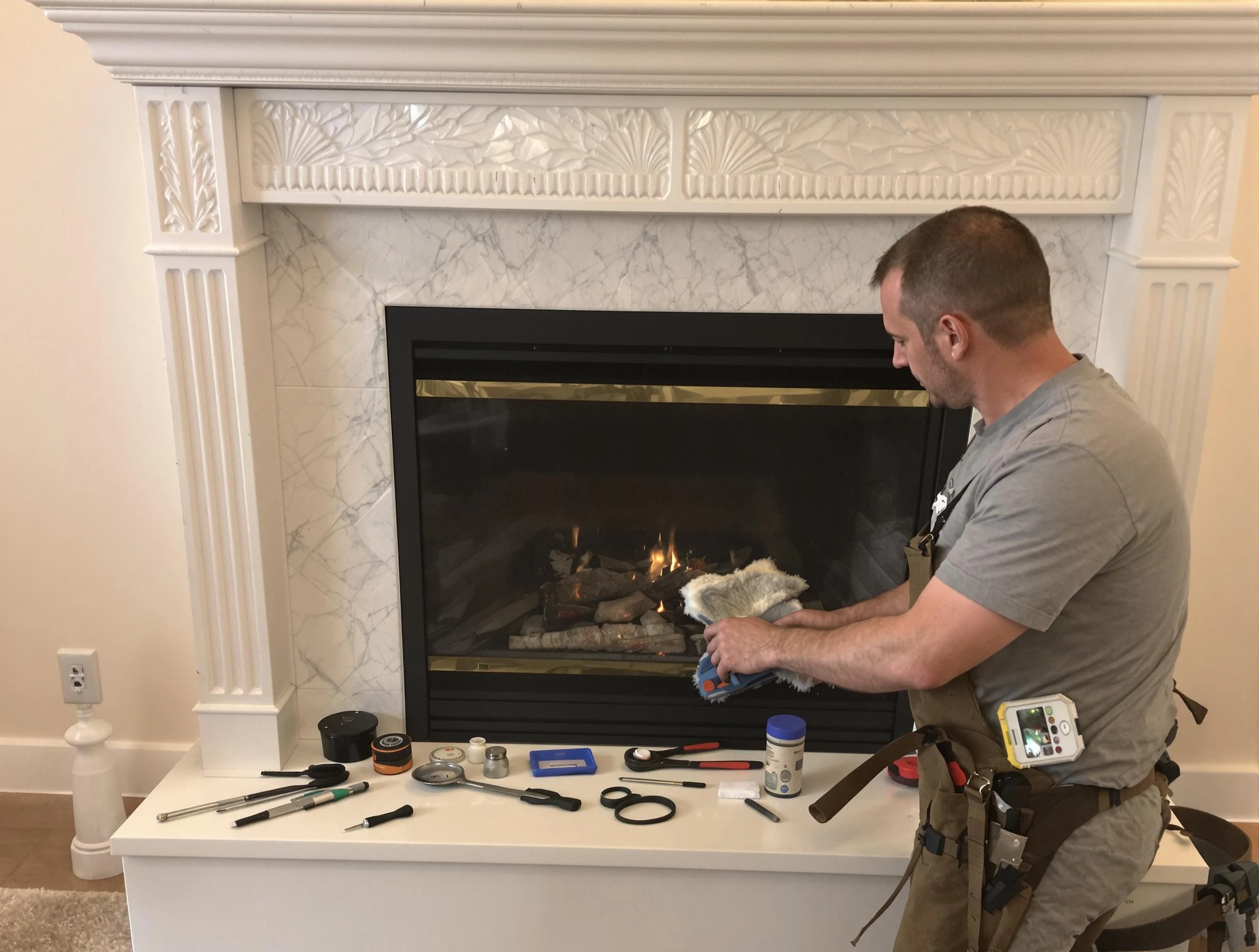 Blanchard Chimney Sweep performing fireplace maintenance in Blanchard, OK