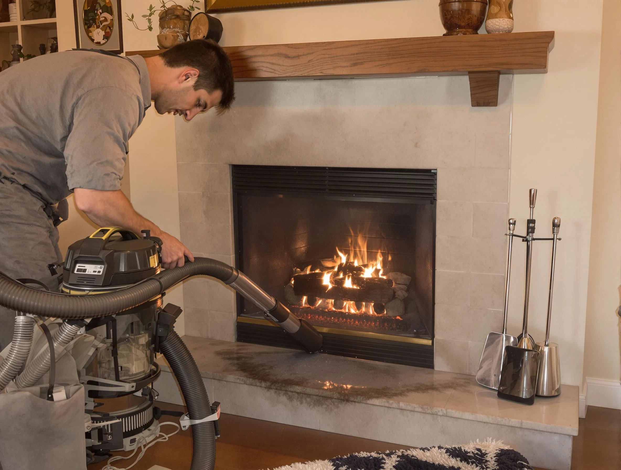 Routine fireplace upkeep by Blanchard Chimney Sweep in Blanchard, OK