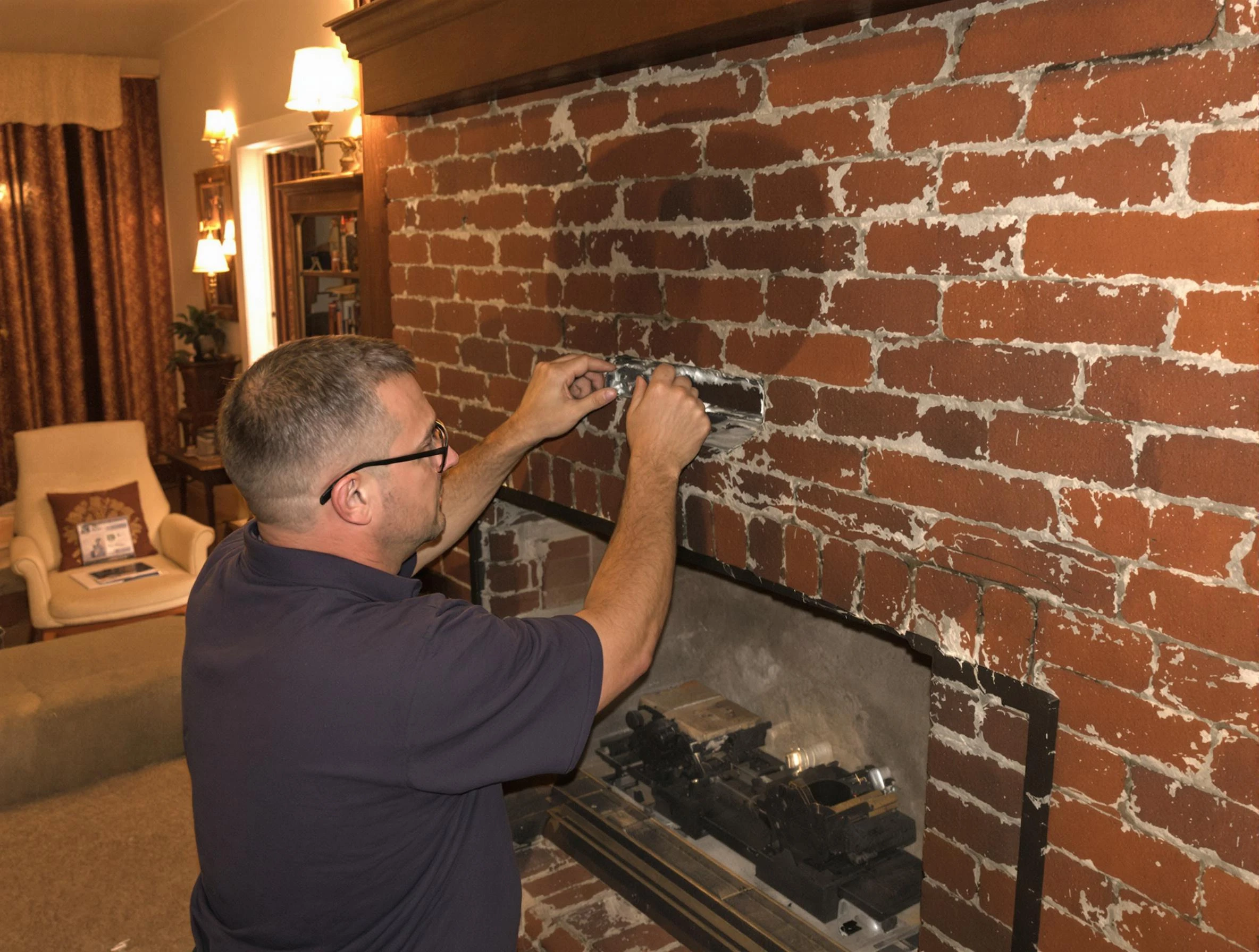 Blanchard Chimney Sweep expert fixing a fireplace in Blanchard, OK